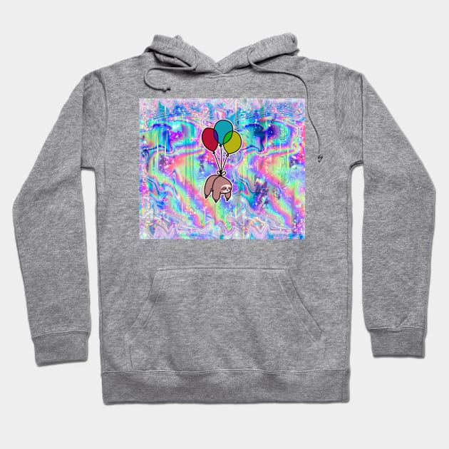 Balloon Sloth Rainbow Holographic Hoodie by saradaboru